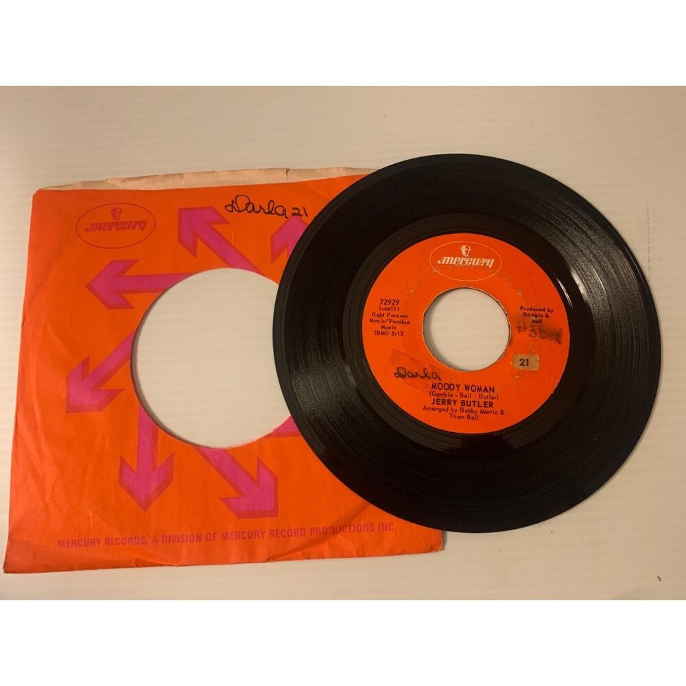 Jerry Butler 45 RPM Vinyl Record "Moody Woman" & "Go Away - Find Yourself" Mercu